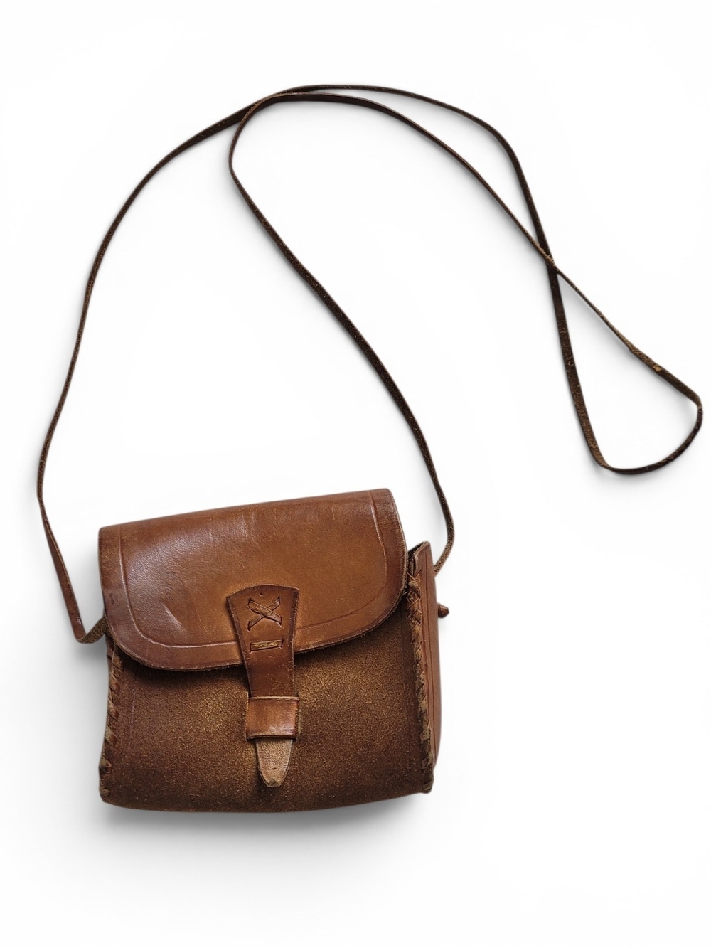 Brown Leather Mini Crossbody Bag with Flap Closure